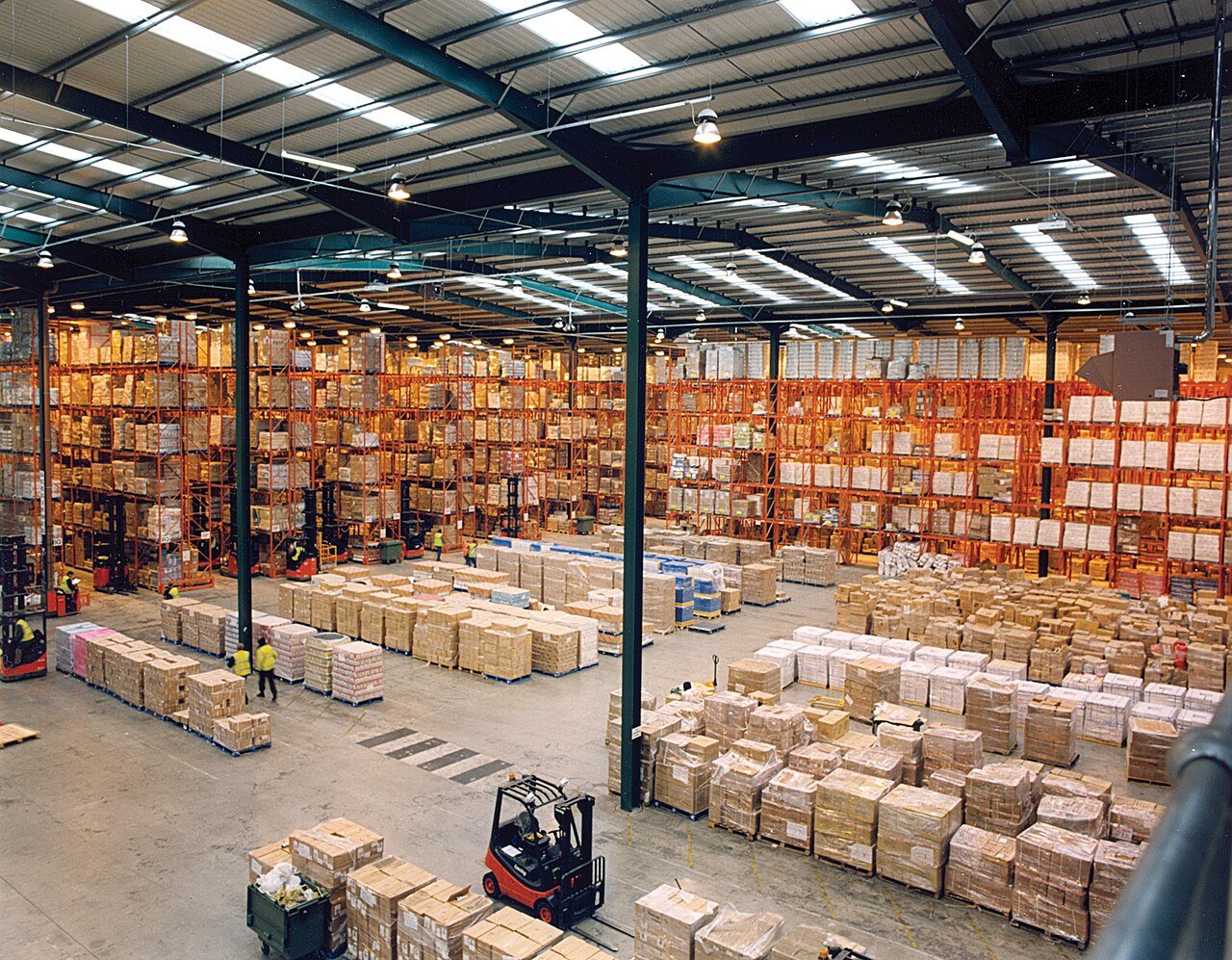 Racked warehouse storage